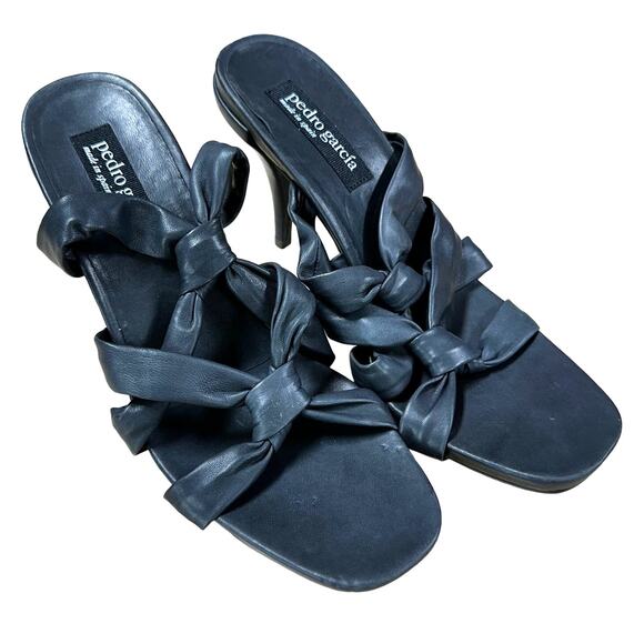 Pedro Garcia NWOB Nadida Slide Sandals Dark Gray Leather Size 39.5 Strappy - Picture 3 of 9